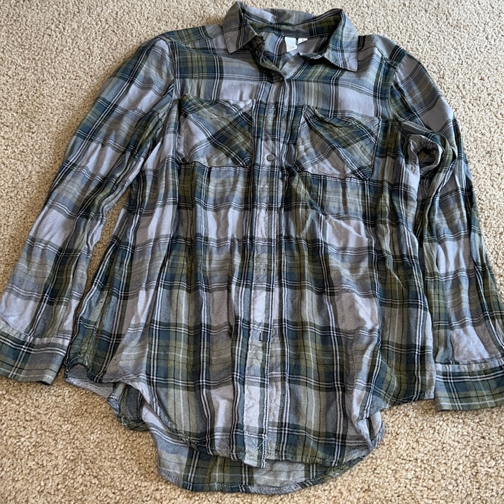 BP gray and army green flannel